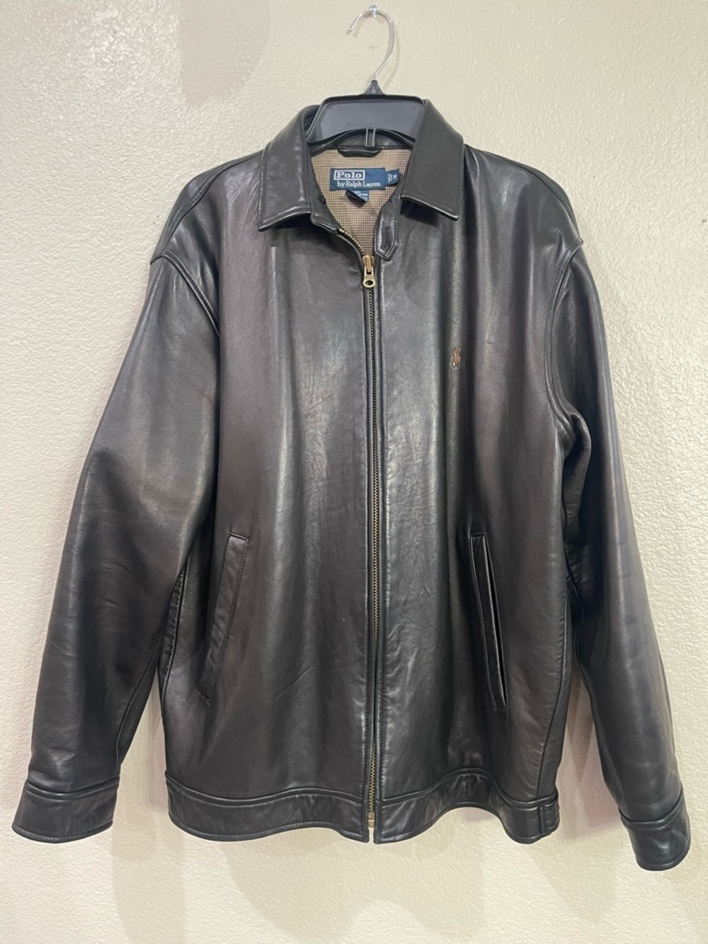Ralph Lauren black Leather Jacket buttery soft men’s medium vintage 90’s